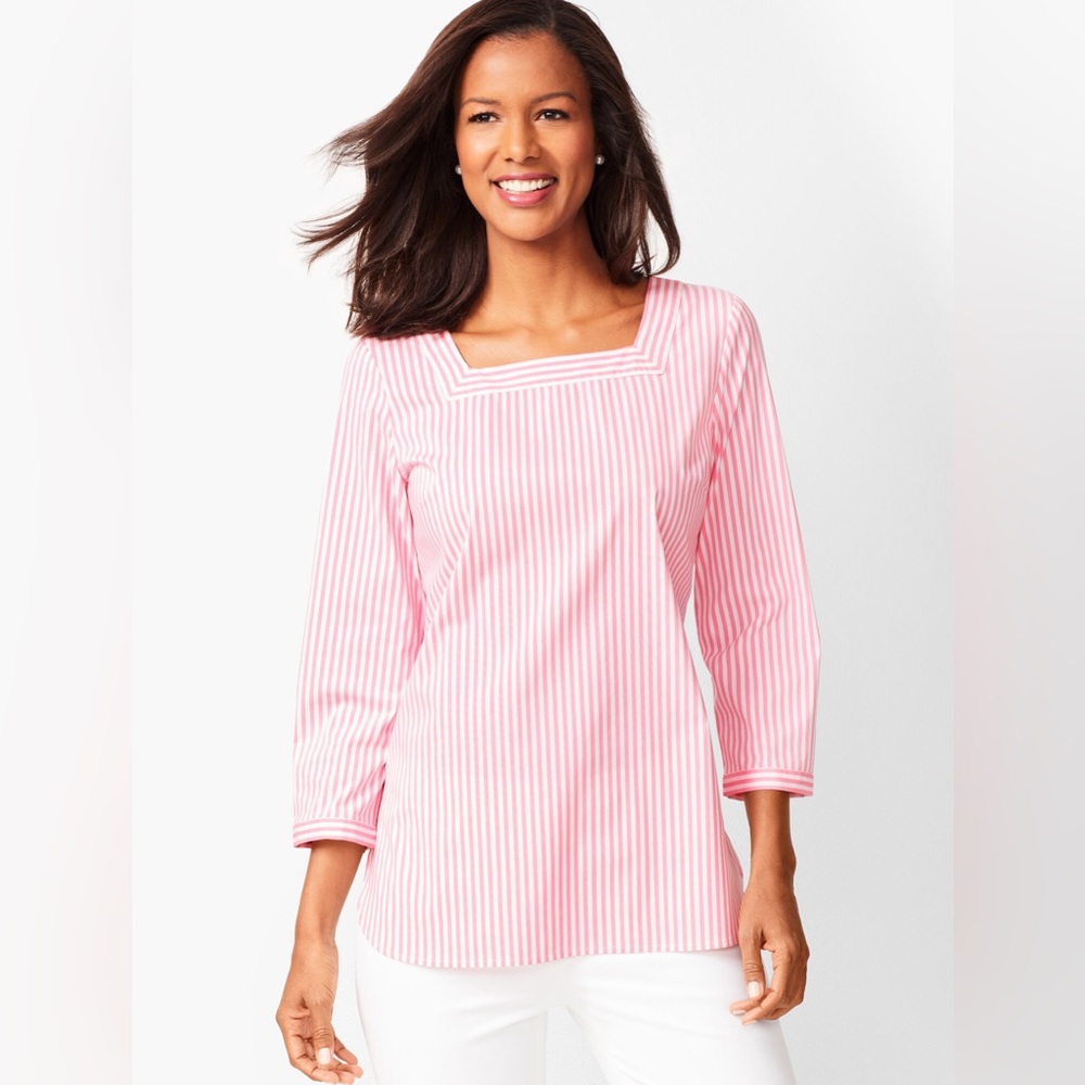 TALBOTS: SQUARE-NECK POPLIN TUNIC - STRIPE